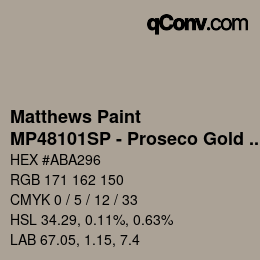 Código de color: Matthews Paint - MP48101SP - Proseco Gold Standard | qconv.com