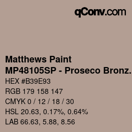 Code couleur: Matthews Paint - MP48105SP - Proseco Bronze Hint | qconv.com