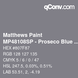 Código de color: Matthews Paint - MP48108SP - Proseco Blue Steel | qconv.com