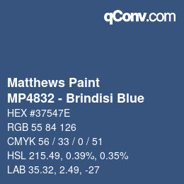 カラーコード: Matthews Paint - MP4832 - Brindisi Blue | qconv.com
