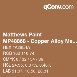 カラーコード: Matthews Paint - MP48868 - Copper Alloy Met | qconv.com