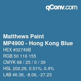 Código de color: Matthews Paint - MP4900 - Hong Kong Blue | qconv.com