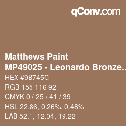 Color code: Matthews Paint - MP49025 - Leonardo Bronze Met | qconv.com