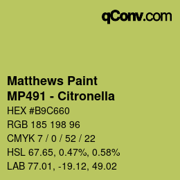 Color code: Matthews Paint - MP491 - Citronella | qconv.com