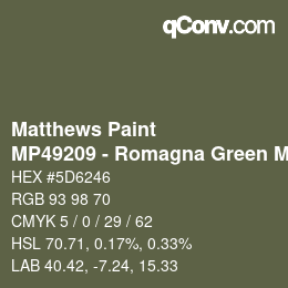Color code: Matthews Paint - MP49209 - Romagna Green Met | qconv.com