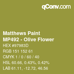 Código de color: Matthews Paint - MP492 - Olive Flower | qconv.com