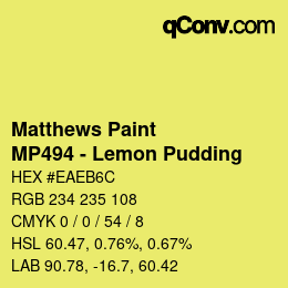 颜色代码: Matthews Paint - MP494 - Lemon Pudding | qconv.com