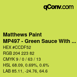 颜色代码: Matthews Paint - MP497 - Green Sauce With Lemon | qconv.com