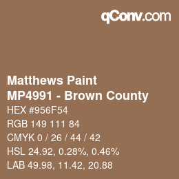 Code couleur: Matthews Paint - MP4991 - Brown County | qconv.com