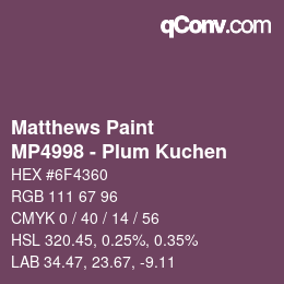 Color code: Matthews Paint - MP4998 - Plum Kuchen | qconv.com