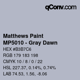 Código de color: Matthews Paint - MP5010 - Gray Dawn | qconv.com