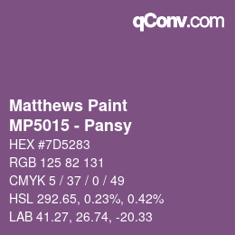 Color code: Matthews Paint - MP5015 - Pansy | qconv.com