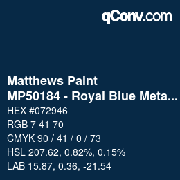 Color code: Matthews Paint - MP50184 - Royal Blue Metallic | qconv.com