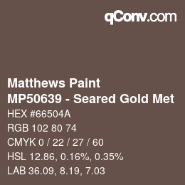 カラーコード: Matthews Paint - MP50639 - Seared Gold Met | qconv.com