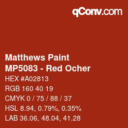 カラーコード: Matthews Paint - MP5083 - Red Ocher | qconv.com