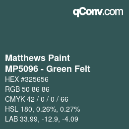 Color code: Matthews Paint - MP5096 - Green Felt | qconv.com