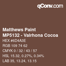 Color code: Matthews Paint - MP5132 - Valrhona Cocoa | qconv.com