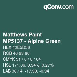 Color code: Matthews Paint - MP5137 - Alpine Green | qconv.com