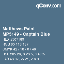 Code couleur: Matthews Paint - MP5149 - Captain Blue | qconv.com