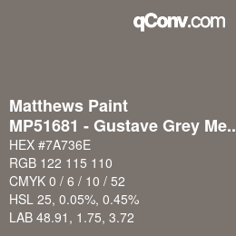 カラーコード: Matthews Paint - MP51681 - Gustave Grey Met | qconv.com