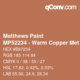 カラーコード: Matthews Paint - MP52234 - Warm Copper Met | qconv.com