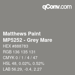 Color code: Matthews Paint - MP5252 - Grey Mare | qconv.com