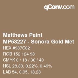 Color code: Matthews Paint - MP53227 - Sonora Gold Met | qconv.com