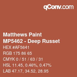 Color code: Matthews Paint - MP5462 - Deep Russet | qconv.com