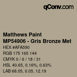 カラーコード: Matthews Paint - MP54906 - Gris Bronze Met | qconv.com