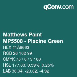 カラーコード: Matthews Paint - MP5508 - Piscine Green | qconv.com