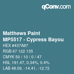 Color code: Matthews Paint - MP5517 - Cypress Bayou | qconv.com