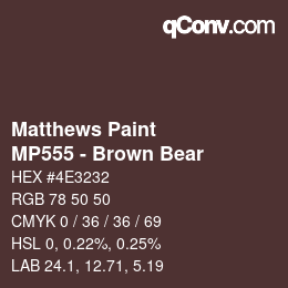 Color code: Matthews Paint - MP555 - Brown Bear | qconv.com