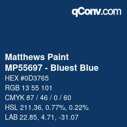 カラーコード: Matthews Paint - MP55697 - Bluest Blue | qconv.com