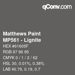 Color code: Matthews Paint - MP561 - Lignite | qconv.com