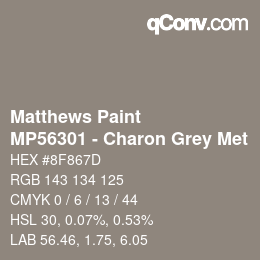 Code couleur: Matthews Paint - MP56301 - Charon Grey Met | qconv.com