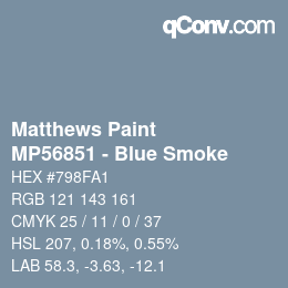 Code couleur: Matthews Paint - MP56851 - Blue Smoke | qconv.com