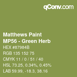 Color code: Matthews Paint - MP56 - Green Herb | qconv.com