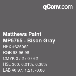 Color code: Matthews Paint - MP5765 - Bison Gray | qconv.com