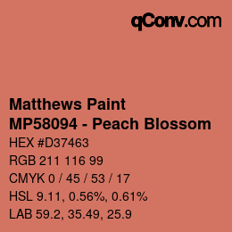 颜色代码: Matthews Paint - MP58094 - Peach Blossom | qconv.com