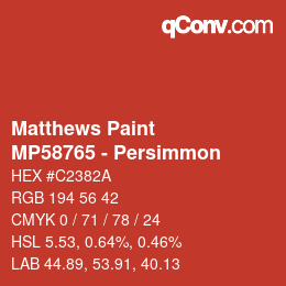 Código de color: Matthews Paint - MP58765 - Persimmon | qconv.com