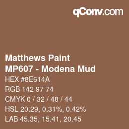 Color code: Matthews Paint - MP607 - Modena Mud | qconv.com