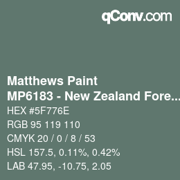 カラーコード: Matthews Paint - MP6183 - New Zealand Forest | qconv.com