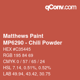 Color code: Matthews Paint - MP6290 - Chili Powder | qconv.com