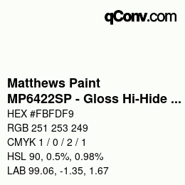 Code couleur: Matthews Paint - MP6422SP - Gloss Hi-Hide White | qconv.com