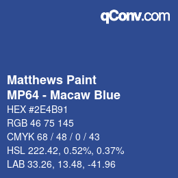 Color code: Matthews Paint - MP64 - Macaw Blue | qconv.com