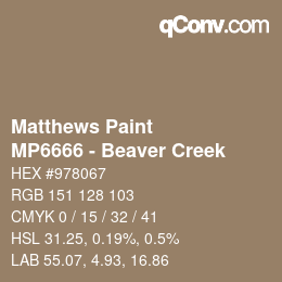カラーコード: Matthews Paint - MP6666 - Beaver Creek | qconv.com