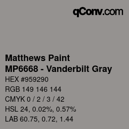 Color code: Matthews Paint - MP6668 - Vanderbilt Gray | qconv.com