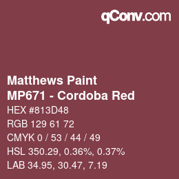 Farbcode: Matthews Paint - MP671 - Cordoba Red | qconv.com