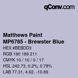 Farbcode: Matthews Paint - MP6785 - Brewster Blue | qconv.com