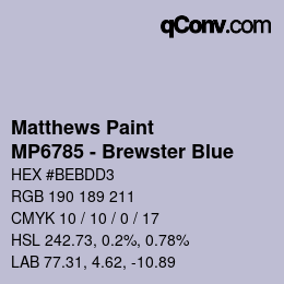 カラーコード: Matthews Paint - MP6785 - Brewster Blue | qconv.com